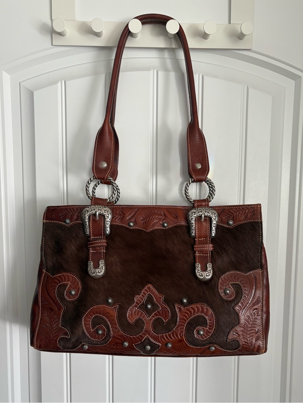 American West Cowhide & Leather Tote Bag